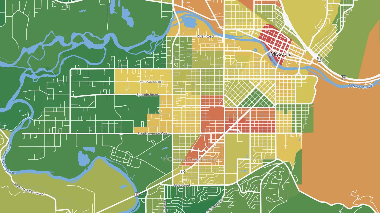 Franklin To The Fort, Missoula, MT Map of Drug-Related Crime Rates