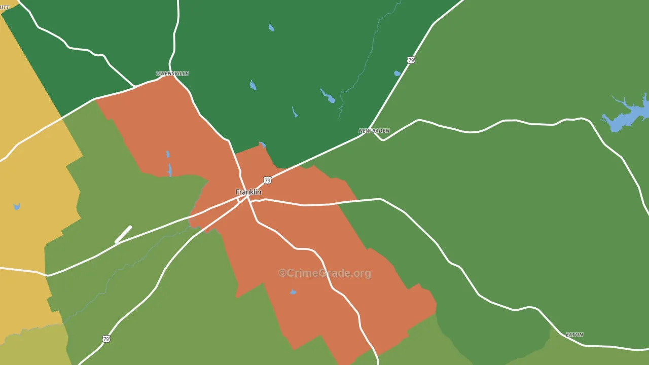 Franklin, TX Map of Drug-Related Crime Rates
