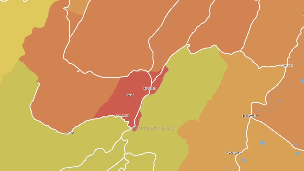 Franklin, WV Map of Drug-Related Crime Rates