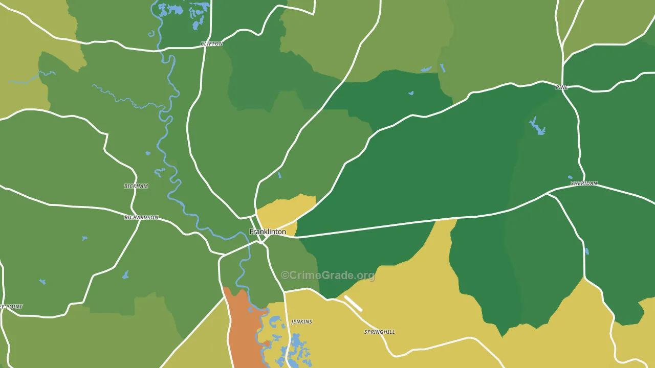 Franklinton, LA Map of Drug-Related Crime Rates