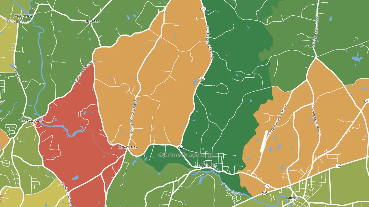 Franklinville, NC Map of Drug-Related Crime Rates