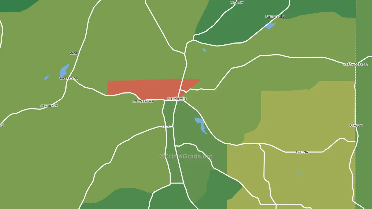Franklinville, NY Map of Drug-Related Crime Rates