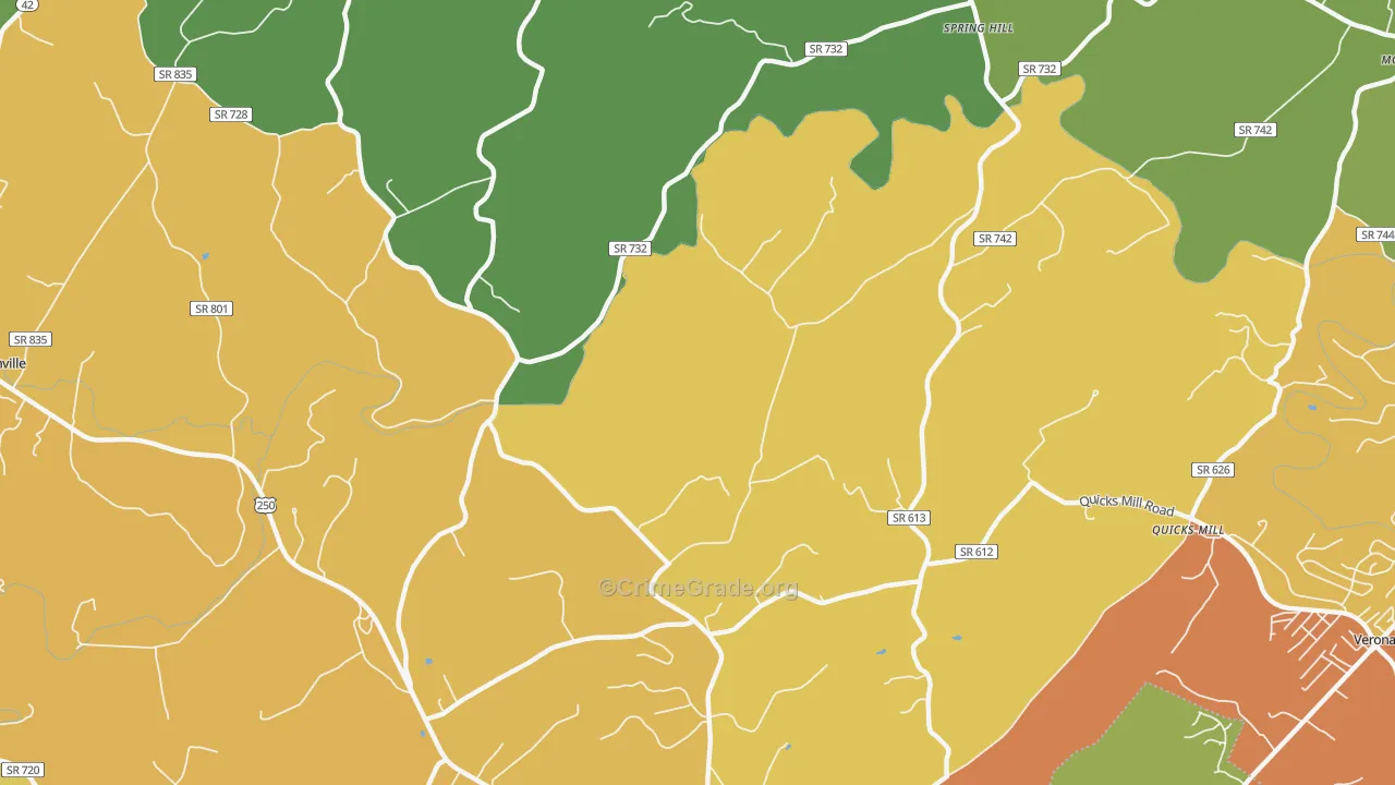 Franks Mill, VA Map of Drug-Related Crime Rates