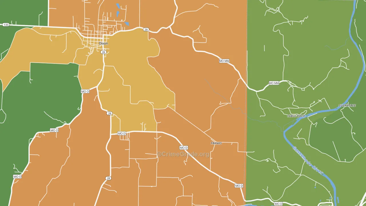 Franks, MO Map of Drug-Related Crime Rates