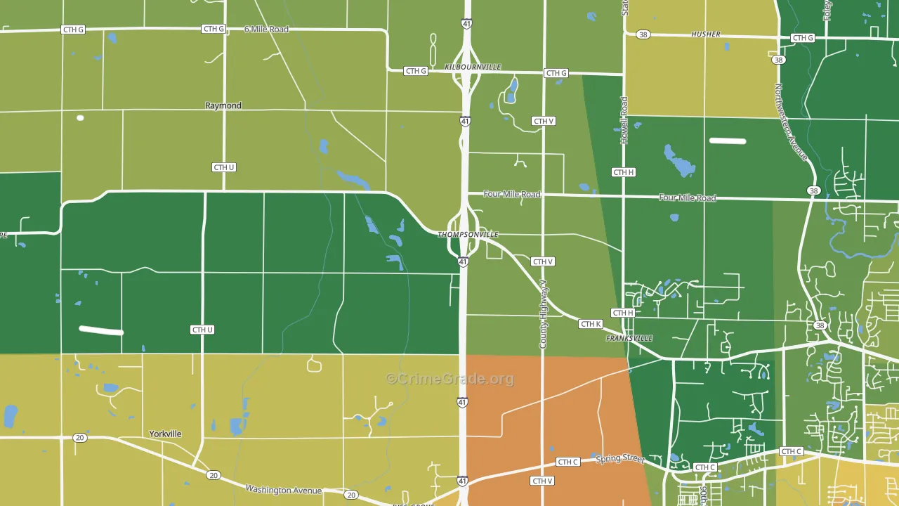 Franksville, WI Map of Drug-Related Crime Rates