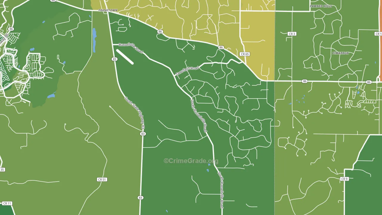 Franktown, CO Map of Drug-Related Crime Rates