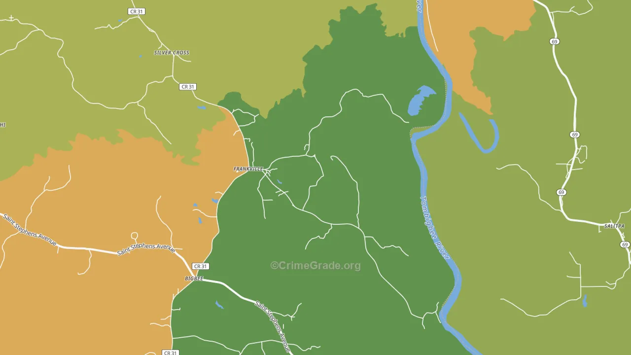 Frankville, AL Map of Drug-Related Crime Rates