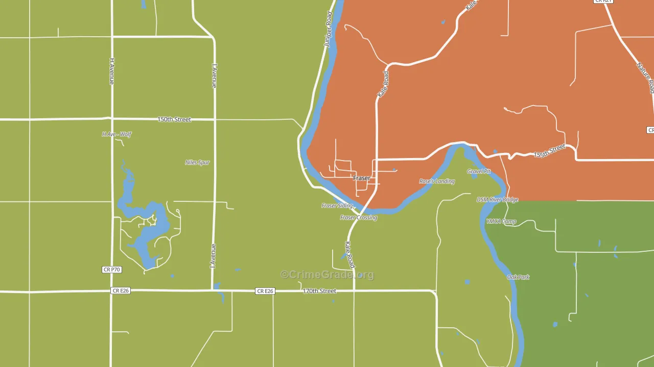 Fraser, IA Map of Drug-Related Crime Rates
