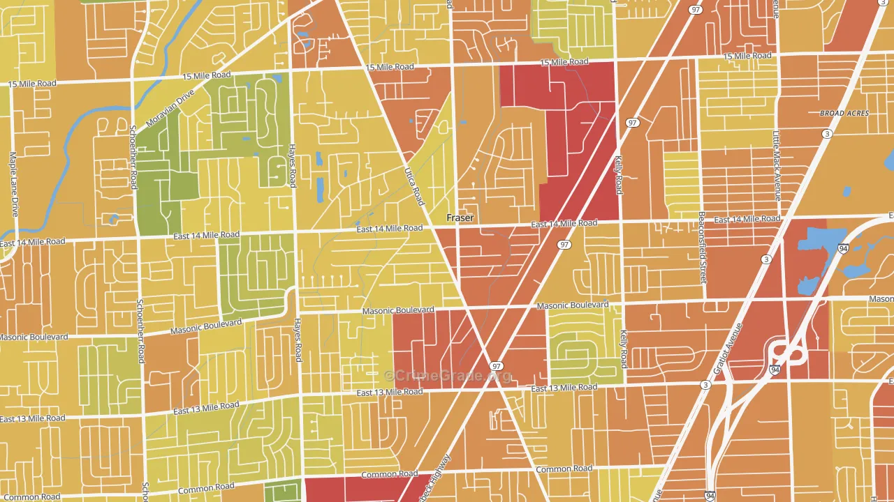 Fraser, MI Map of Drug-Related Crime Rates