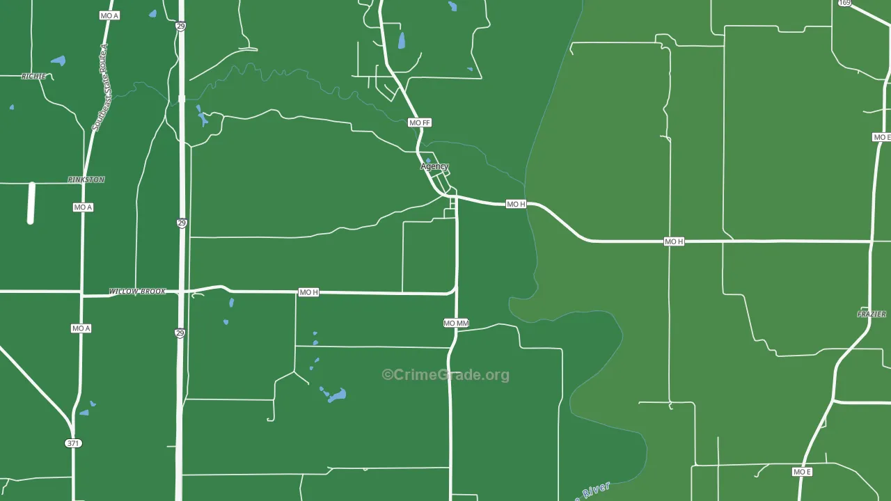 Frazier, MO Map of Drug-Related Crime Rates