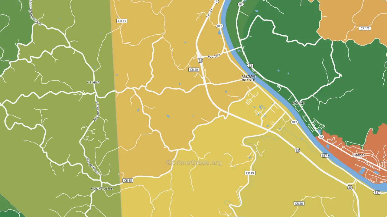 Fraziers Bottom, WV Map of Drug-Related Crime Rates
