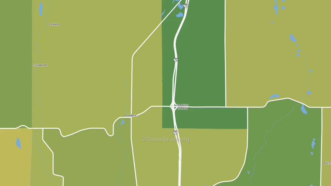 Frederic, MI Map of Drug-Related Crime Rates