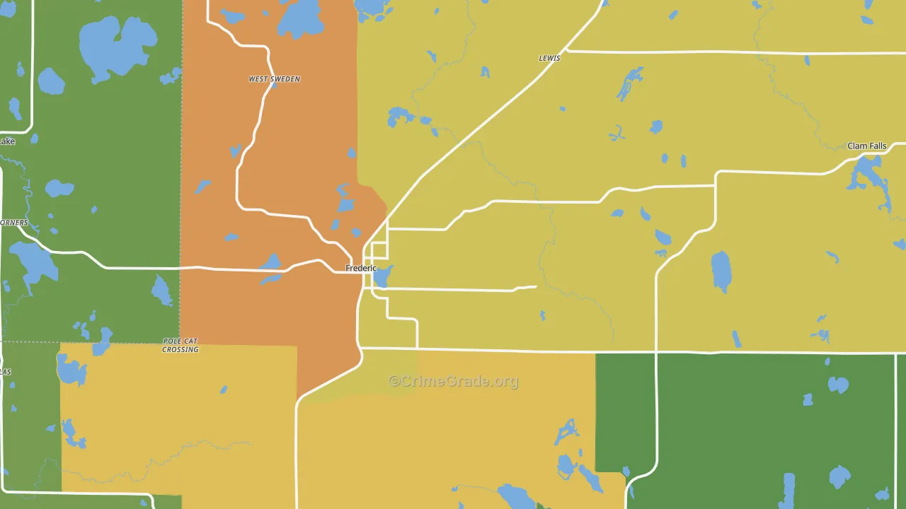Frederic, WI Map of Drug-Related Crime Rates
