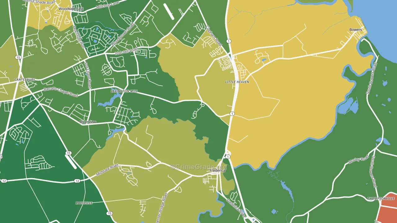 Frederica, DE Map of Drug-Related Crime Rates
