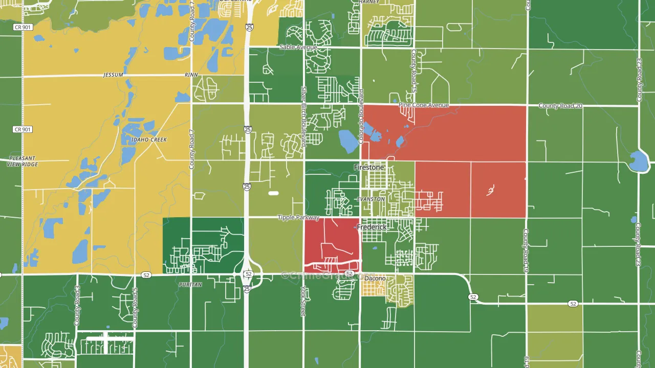 Frederick, CO Map of Drug-Related Crime Rates