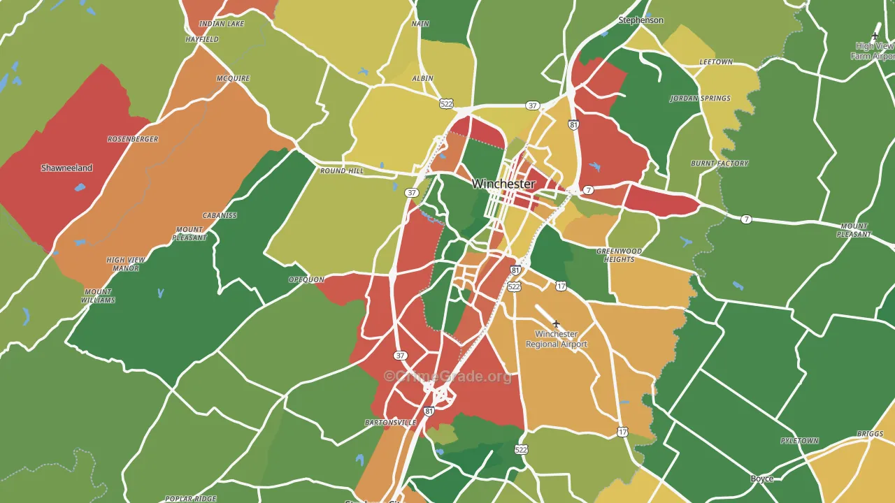 Frederick County, VA Map of Drug-Related Crime Rates