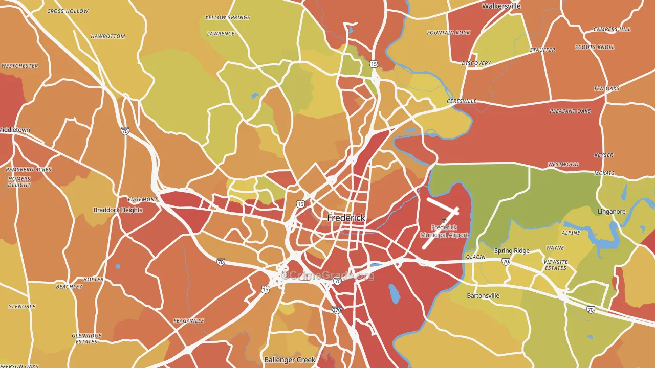 Frederick, MD Map of Drug-Related Crime Rates