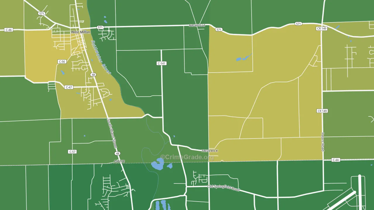 Frederick, OH Map of Drug-Related Crime Rates