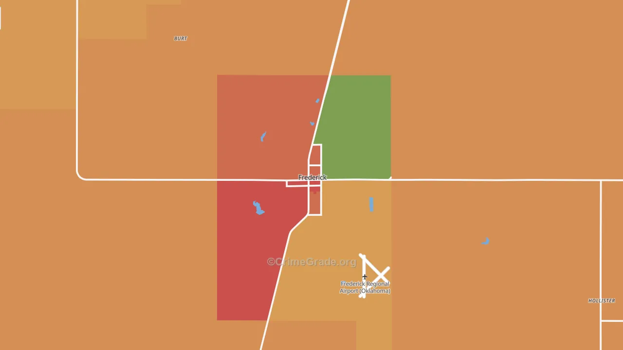 Frederick, OK Map of Drug-Related Crime Rates