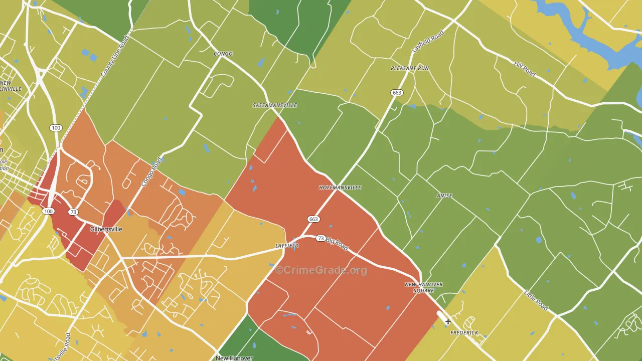 Frederick, PA Map of Drug-Related Crime Rates