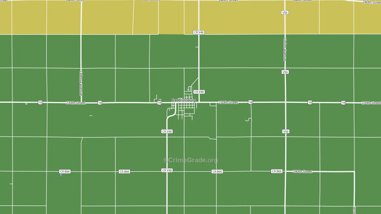 Fredericksburg, IA Map of Drug-Related Crime Rates