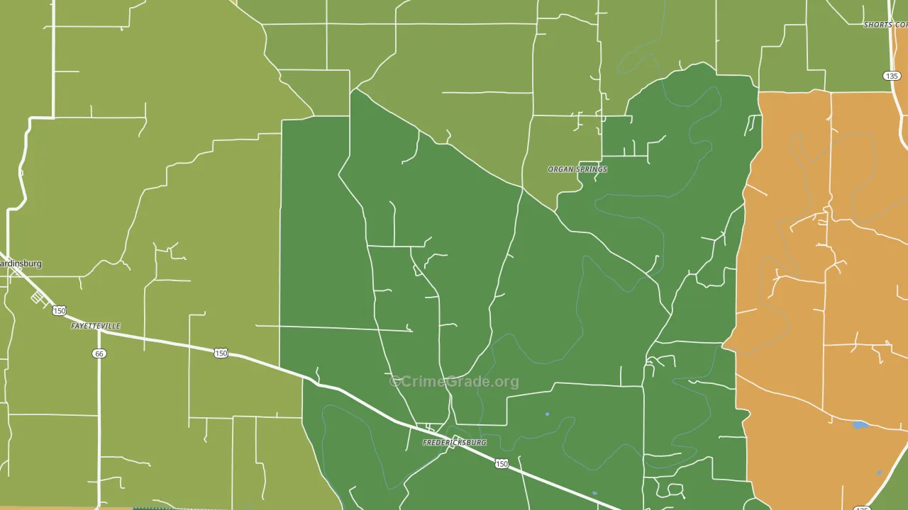 Fredericksburg, IN Map of Drug-Related Crime Rates
