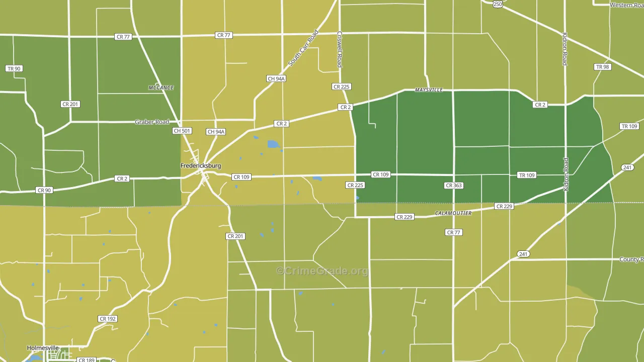 Fredericksburg, OH Map of Drug-Related Crime Rates