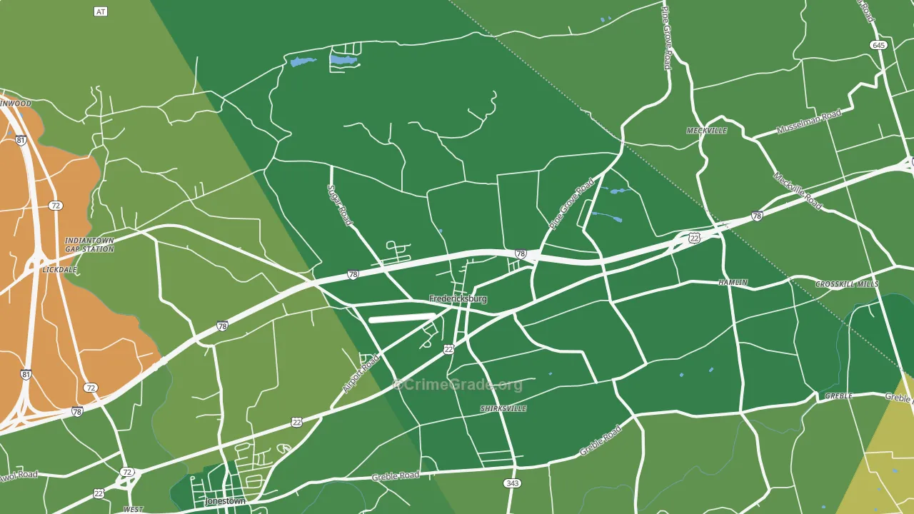 Fredericksburg, PA Map of Drug-Related Crime Rates
