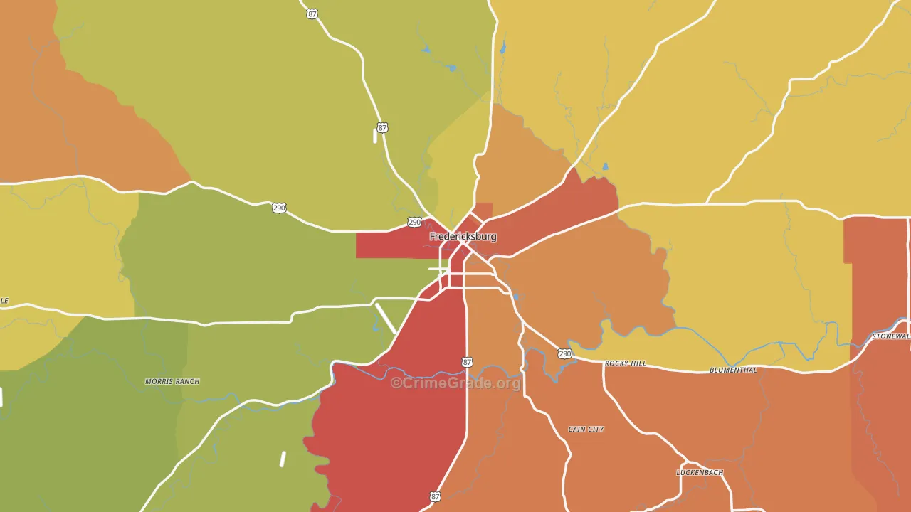 Fredericksburg, TX Map of Drug-Related Crime Rates