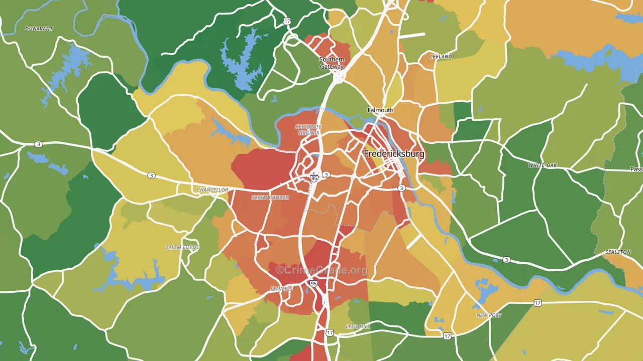 Fredericksburg, VA Map of Drug-Related Crime Rates