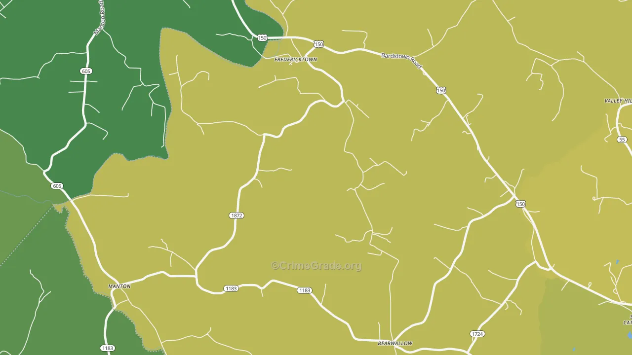 Fredericktown, KY Map of Drug-Related Crime Rates