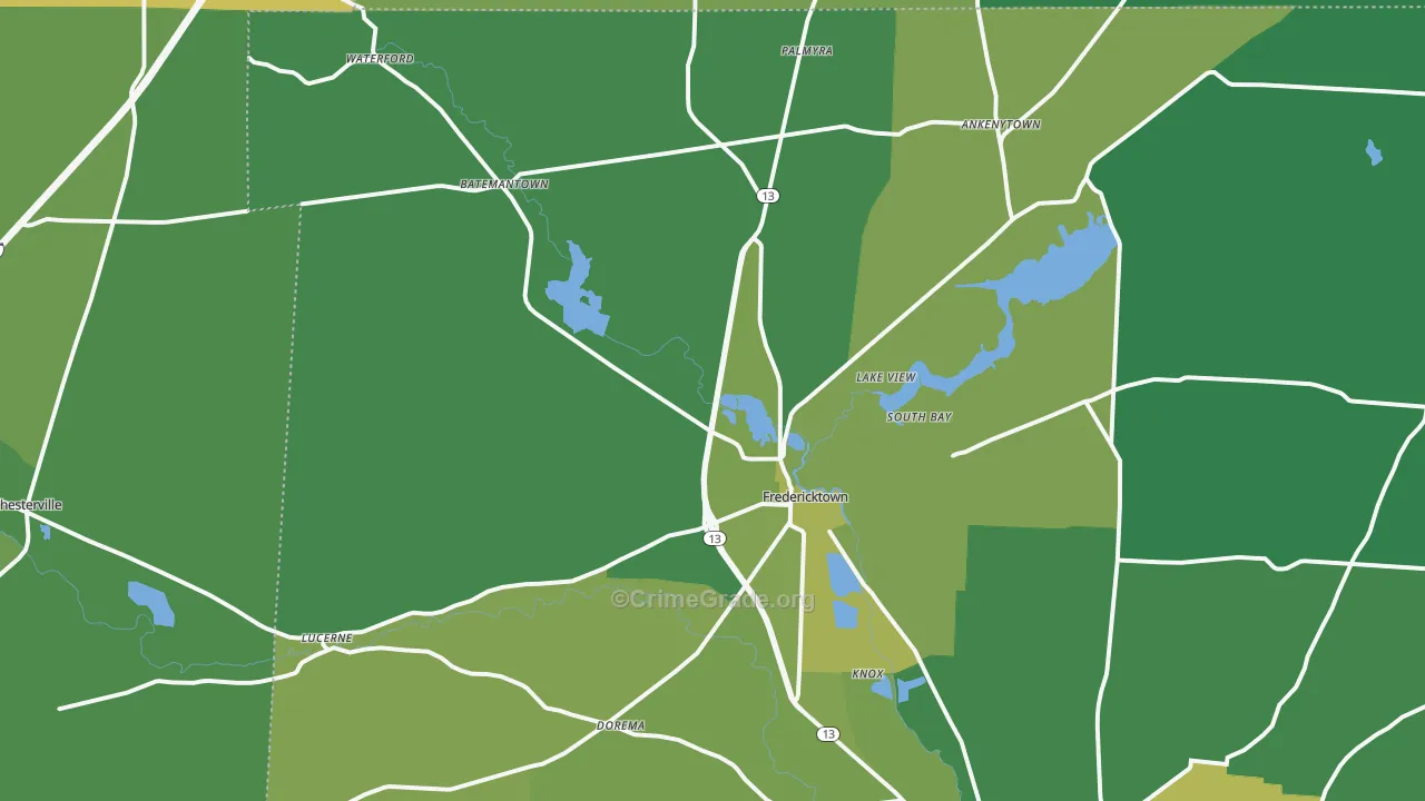 Fredericktown, OH Map of Drug-Related Crime Rates