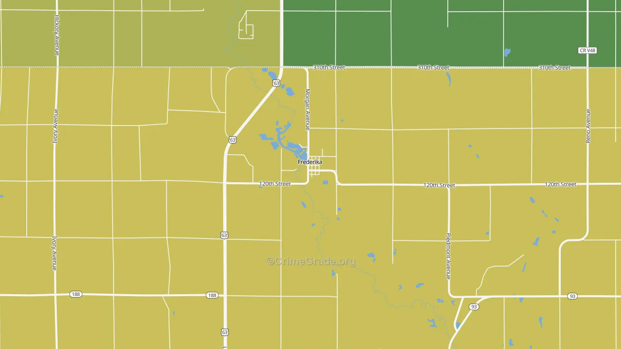 Frederika, IA Map of Drug-Related Crime Rates