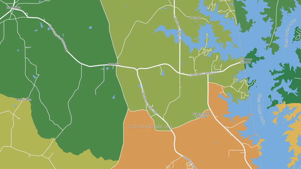 Fredonia, AL Map of Drug-Related Crime Rates
