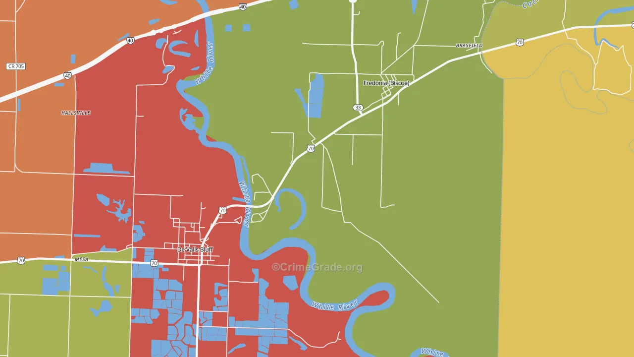 Fredonia, AR Map of Drug-Related Crime Rates