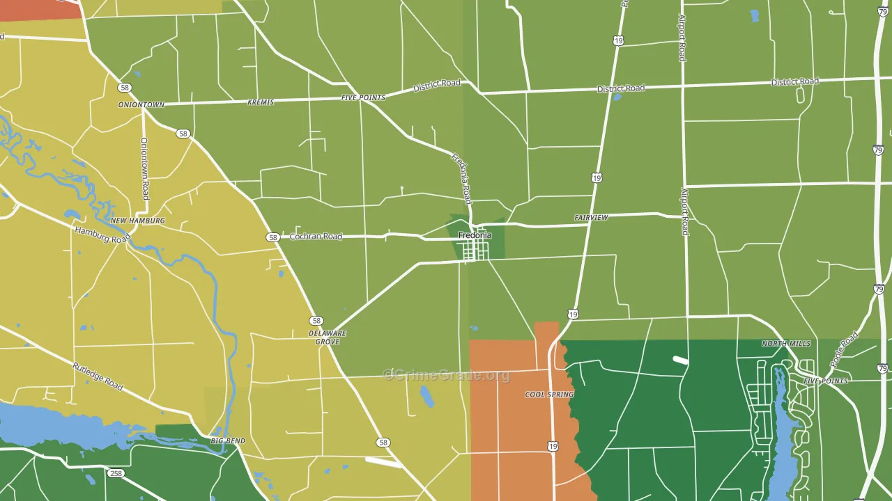 Fredonia, PA Map of Drug-Related Crime Rates