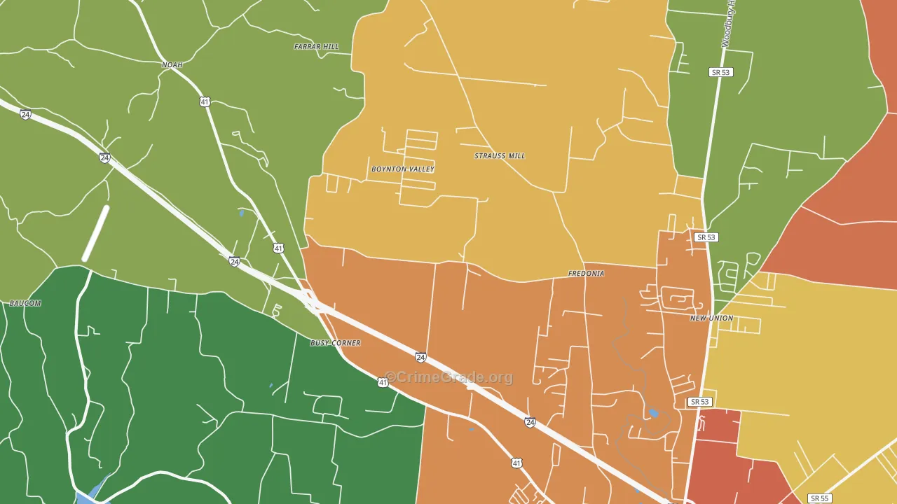 Fredonia, TN Map of Drug-Related Crime Rates