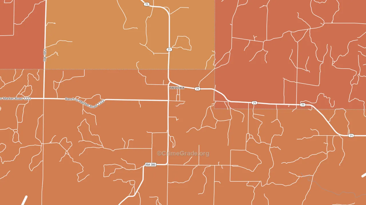 Fredonia, TX Map of Drug-Related Crime Rates