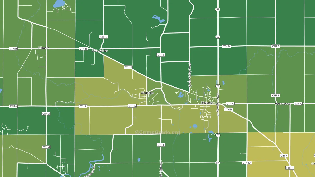 Fredonia, WI Map of Drug-Related Crime Rates