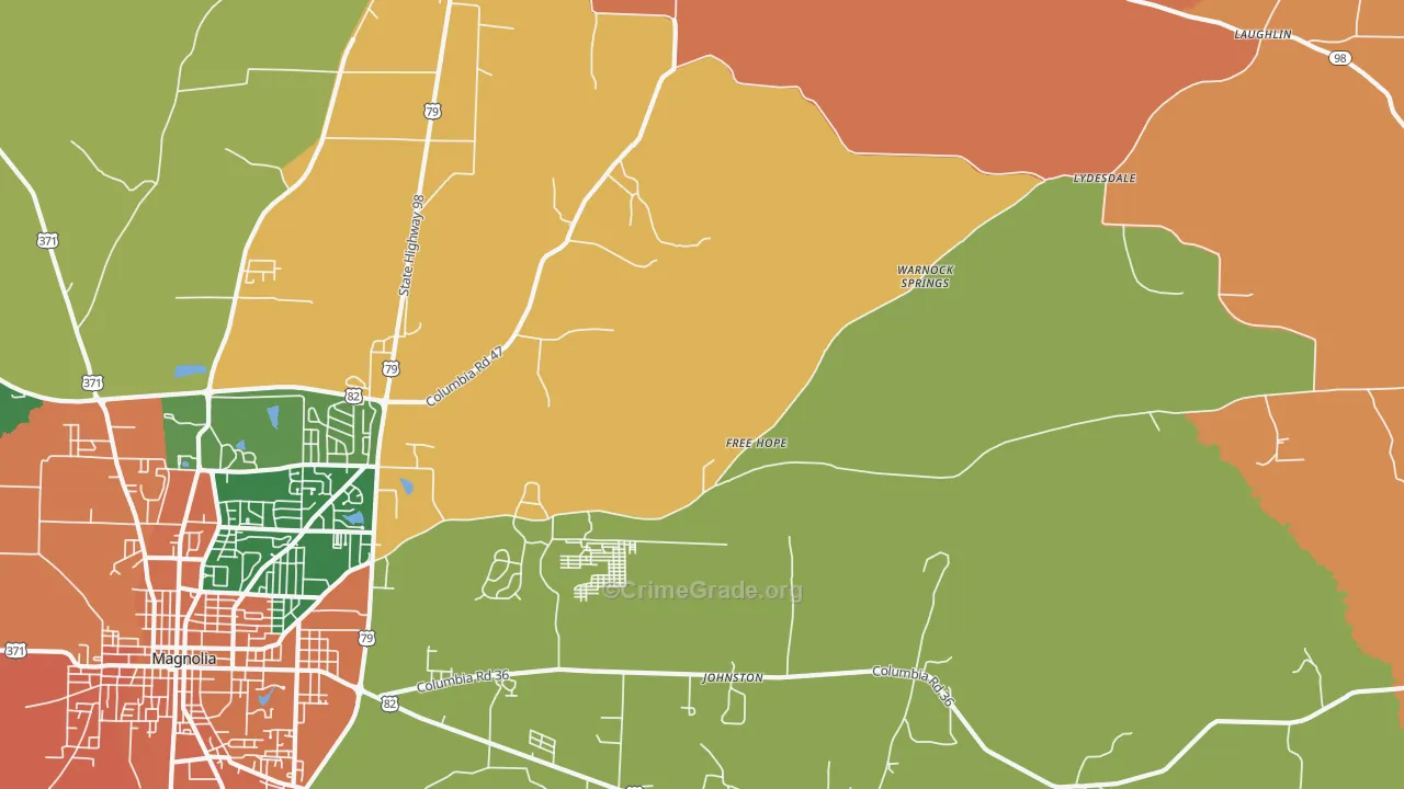 Free Hope, AR Map of Drug-Related Crime Rates