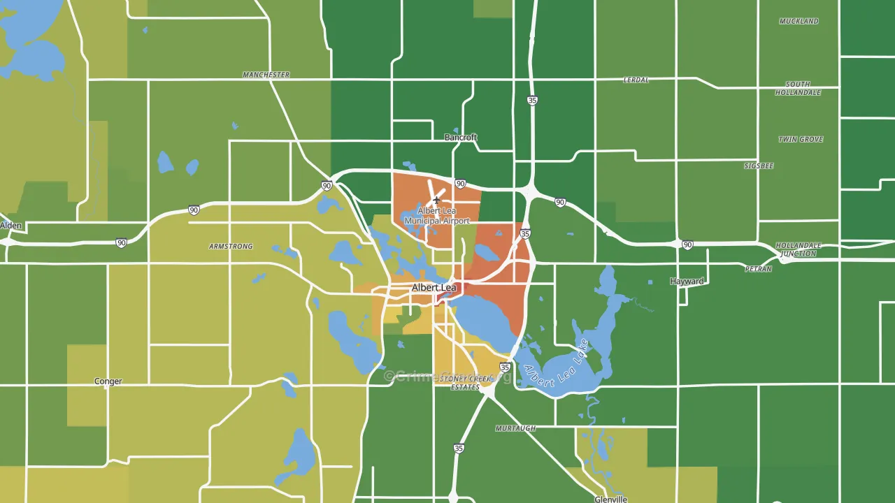 Freeborn County, MN Map of Drug-Related Crime Rates