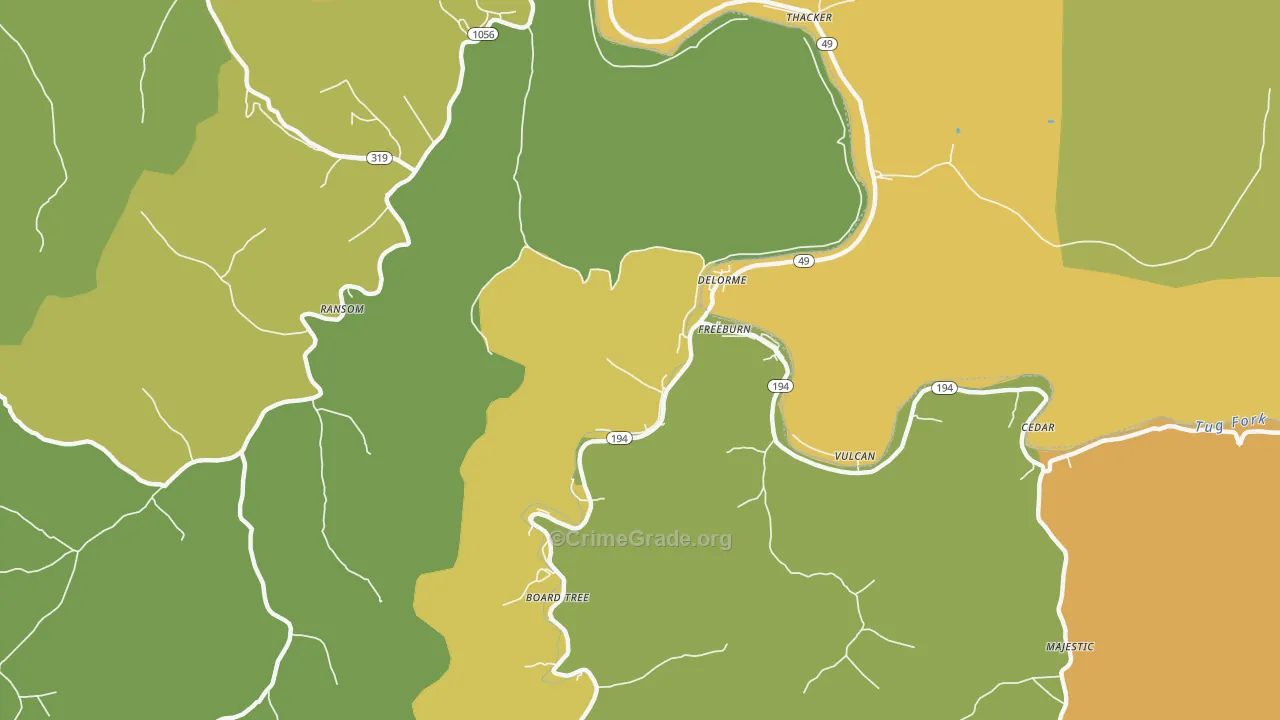 Freeburn, KY Map of Drug-Related Crime Rates