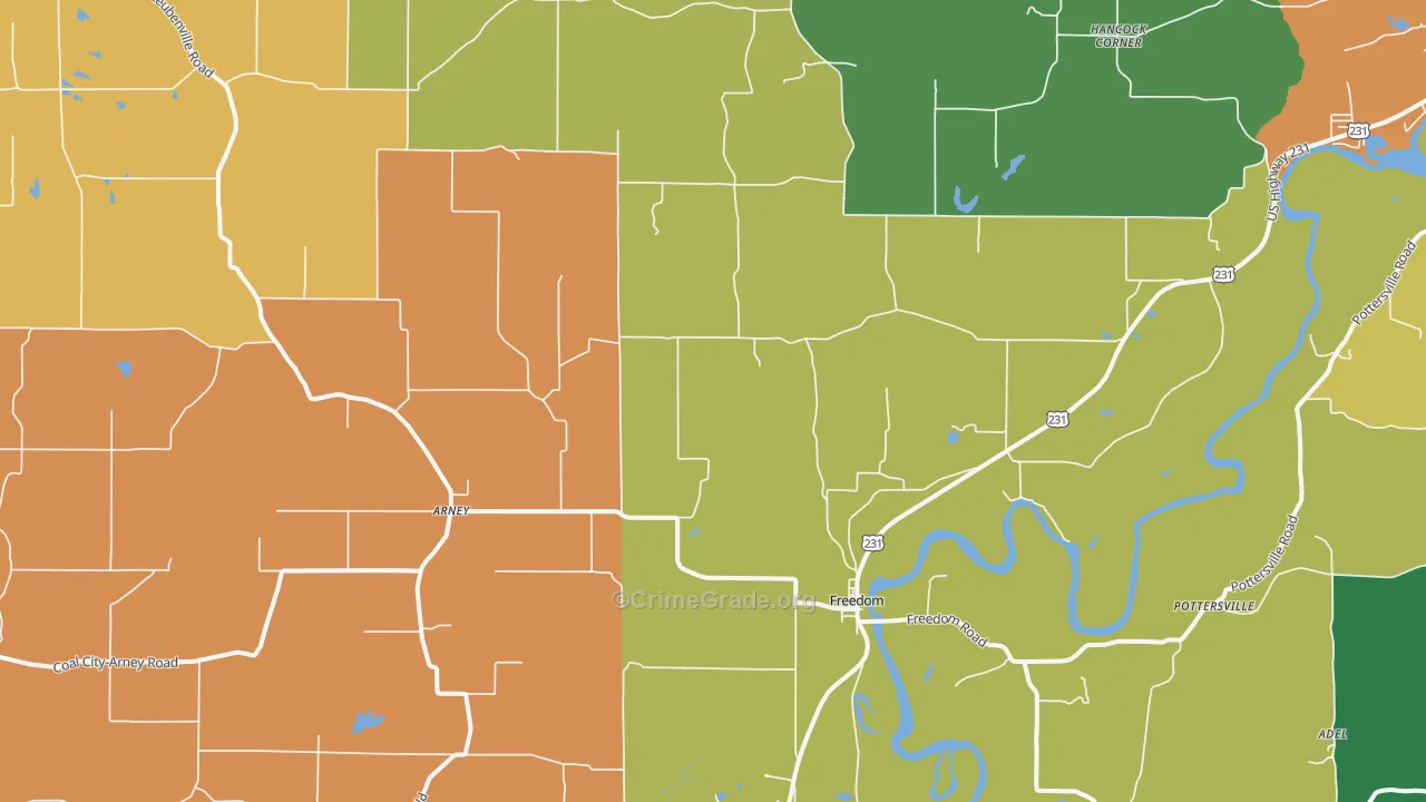 Freedom, IN Map of Drug-Related Crime Rates