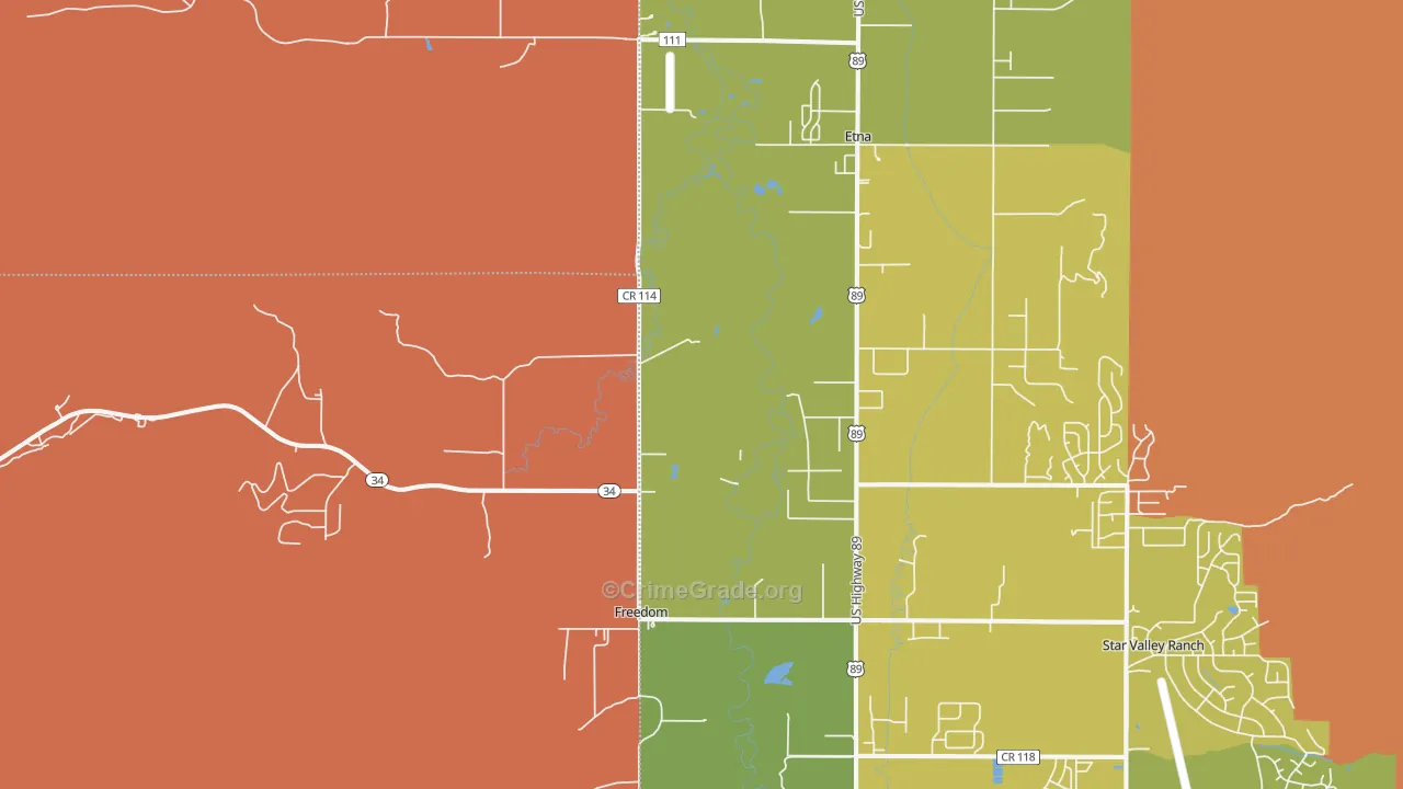 Freedom, WY Map of Drug-Related Crime Rates