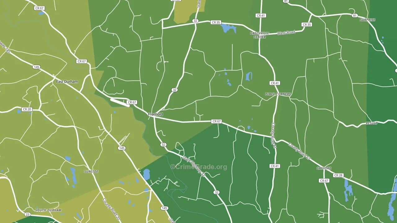 Freehold, NY Map of Drug-Related Crime Rates