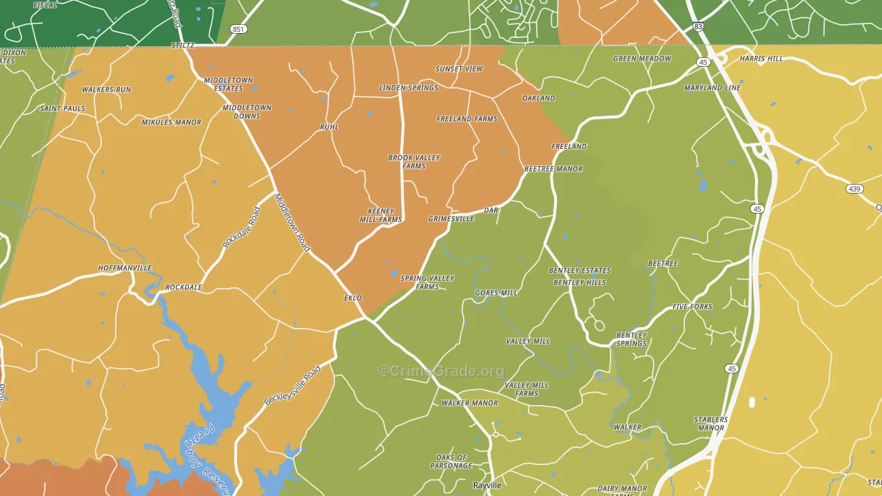 Freeland, MD Map of Drug-Related Crime Rates