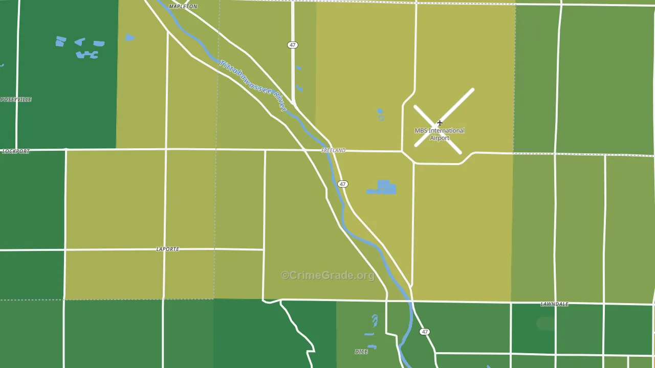 Freeland, MI Map of Drug-Related Crime Rates