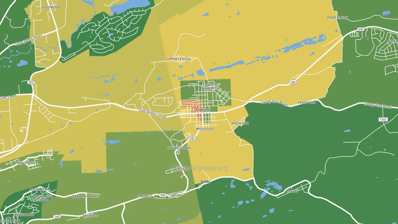 Freeland, PA Map of Drug-Related Crime Rates