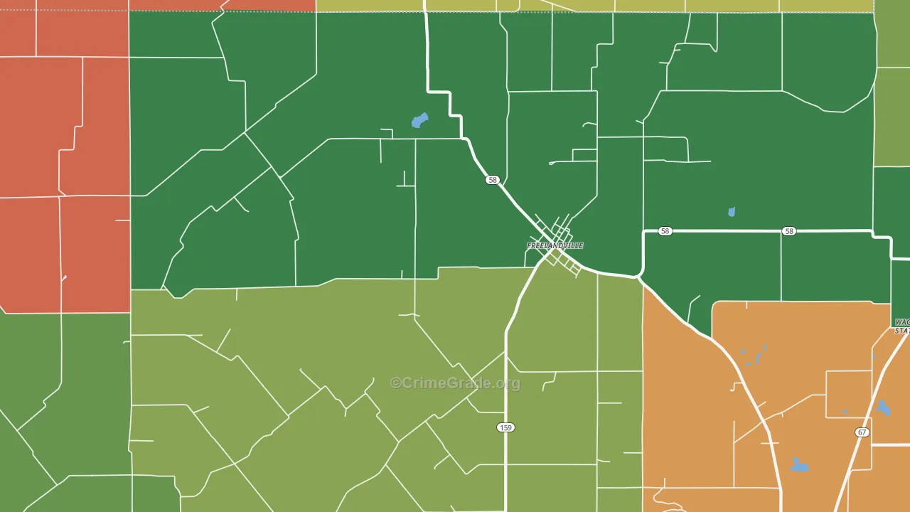 Freelandville, IN Map of Drug-Related Crime Rates