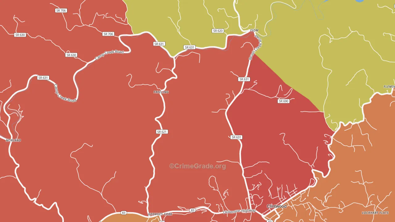 Freeling, VA Map of Drug-Related Crime Rates